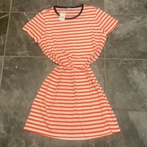 J.Crew NWT Red Orange and White Striped Dress Size Large